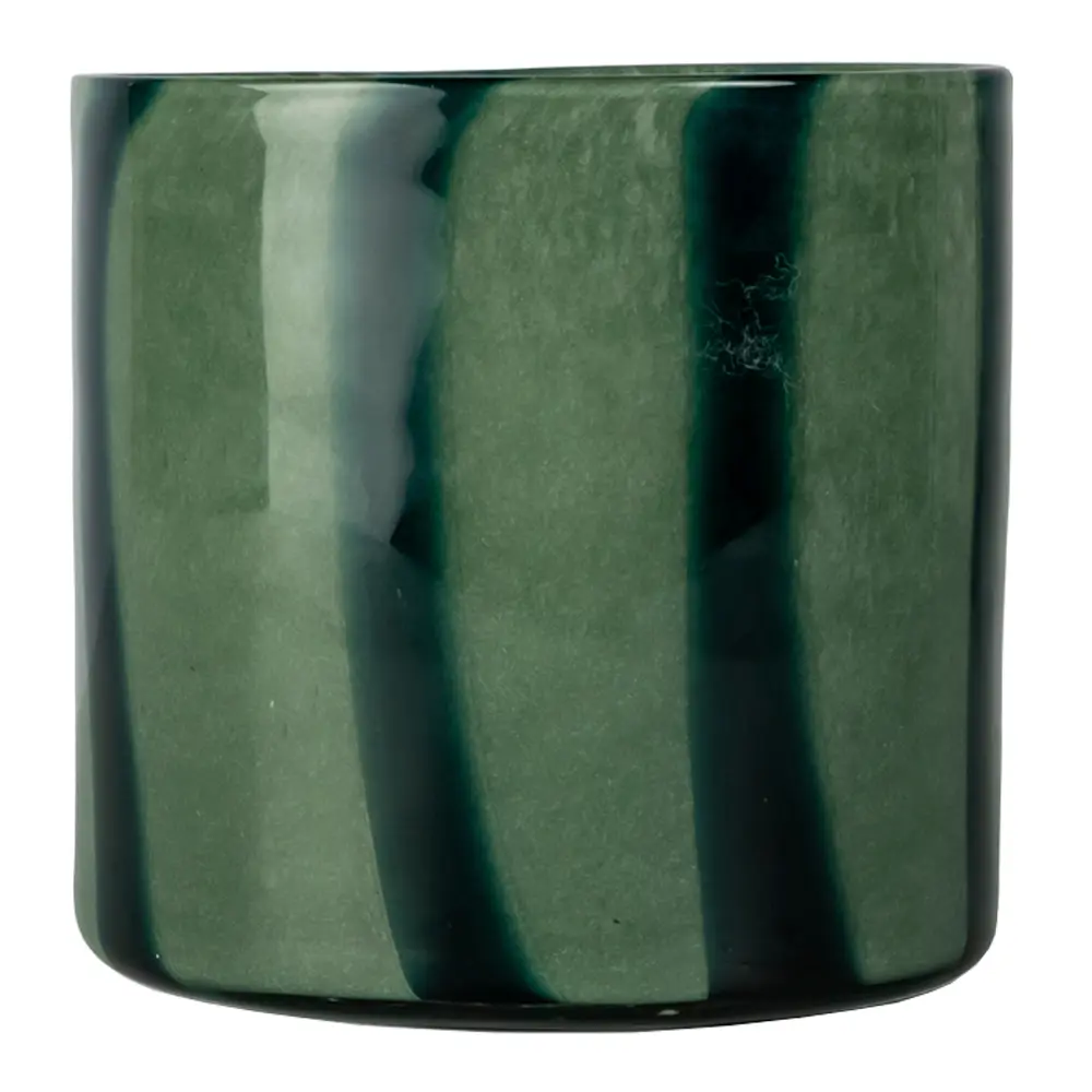 Calore vase/lyslykt 15x15 cm grønn/svart striper