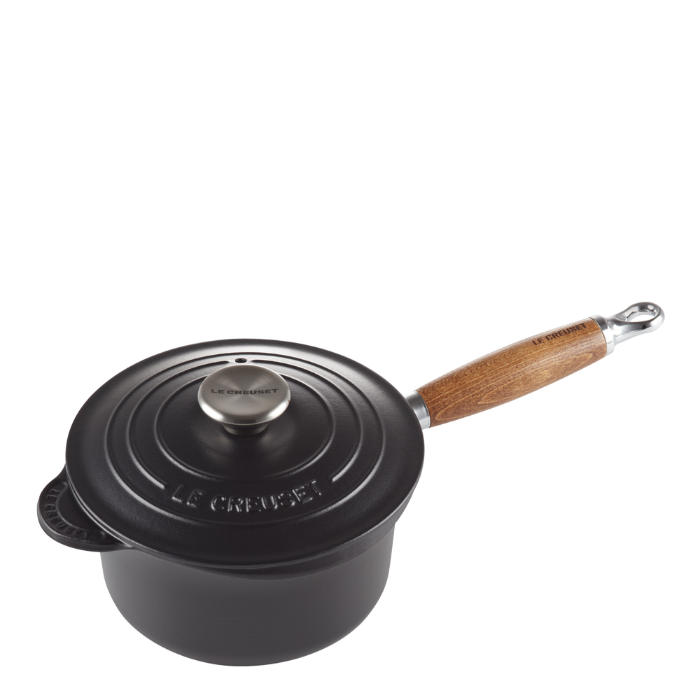 Le Creuset - Signature Kastrull Trähandtag 1,8 L black