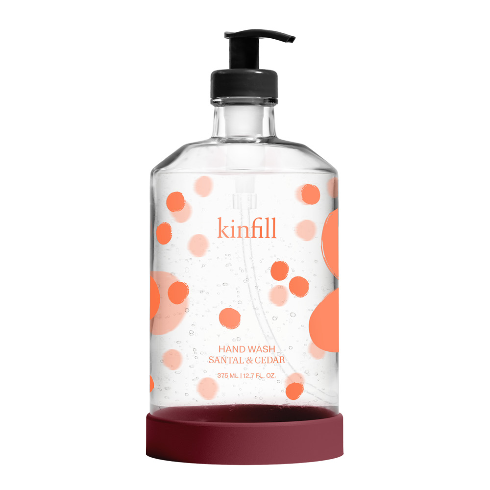 Kinfill – Handtvål med glasdispenser 375 ml santal & cedar