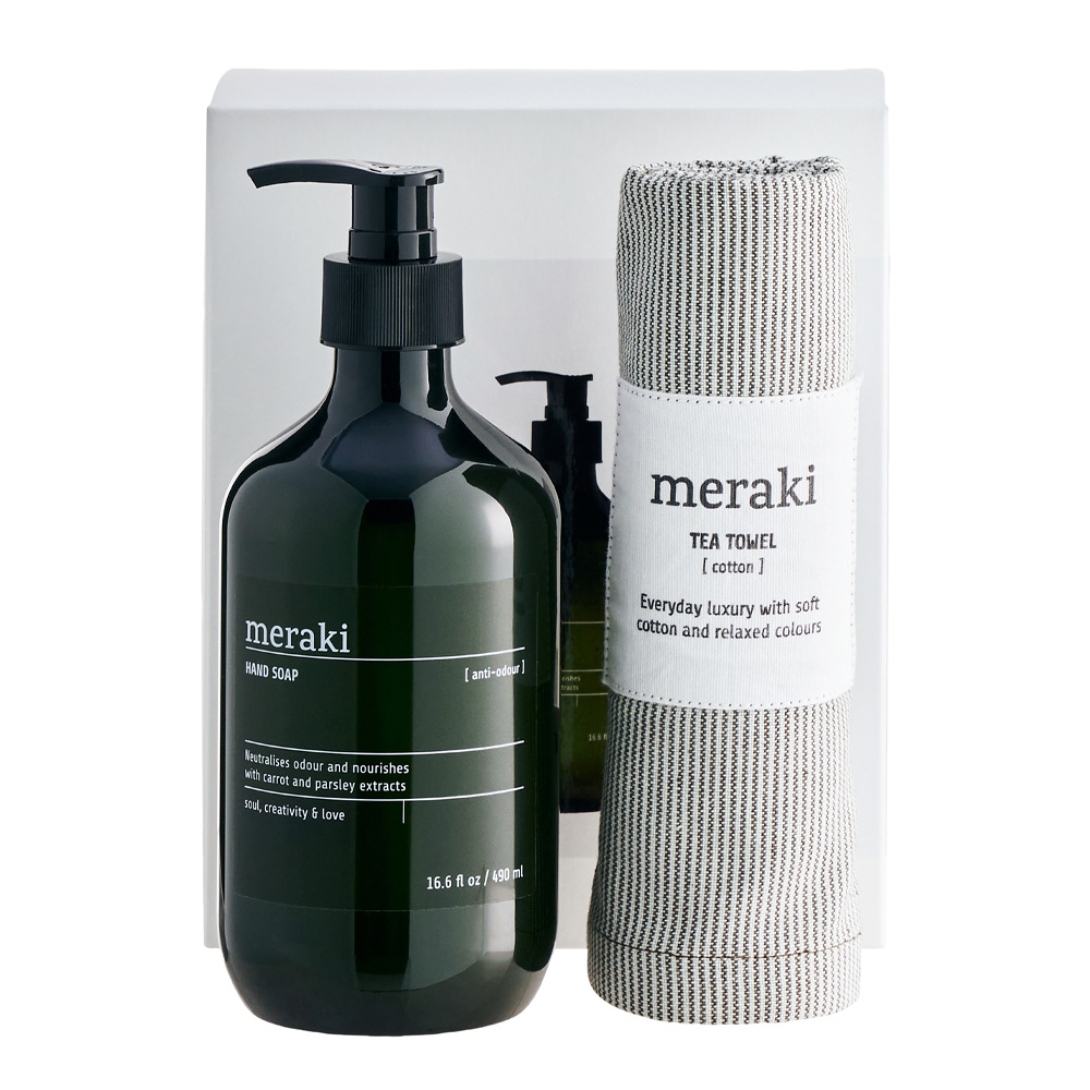 Meraki - Home Presentask Handtvål 490 ml och Kökshandduk Grön