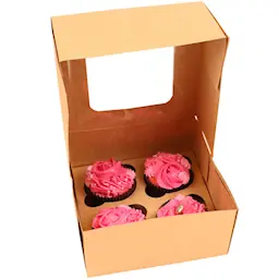Cacas Muffinsboks naturlig for 4 cupcakes/muffins 3 stk