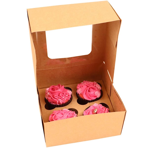 Muffinslåda Naturlig För 4 cupcakes/Muffins 3-Pack