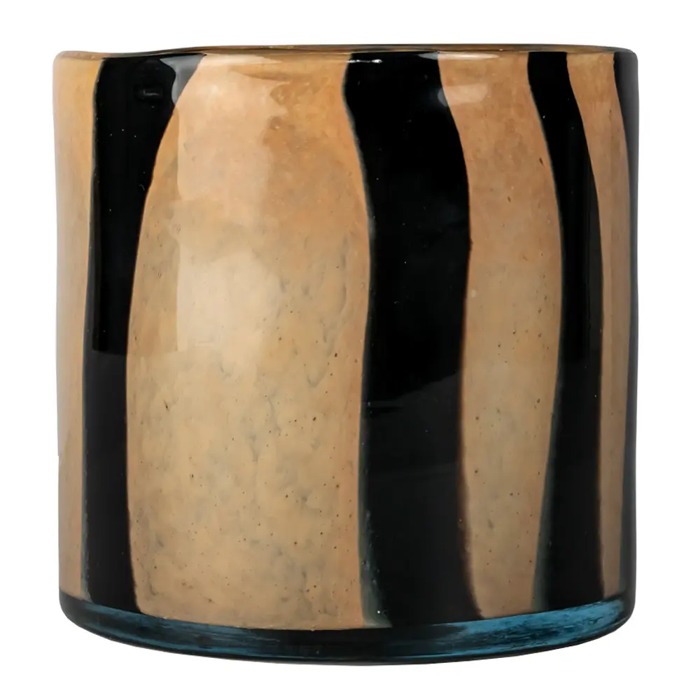 Calore vase/lyslykt 15x15 cm beige/svart striper