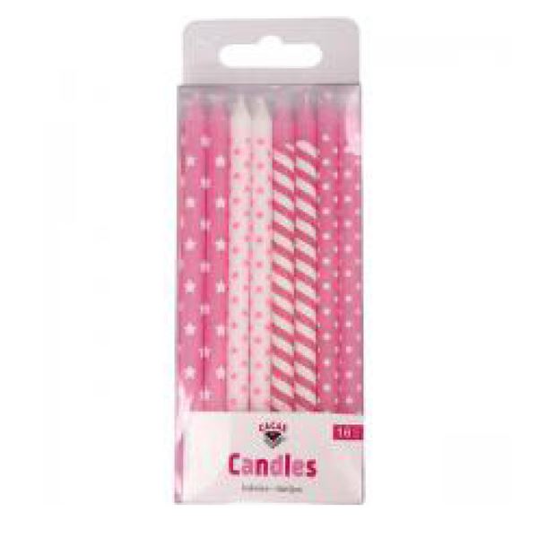 Cacas - Tårtljus 13 cm 16-Pack Rosa/Vit