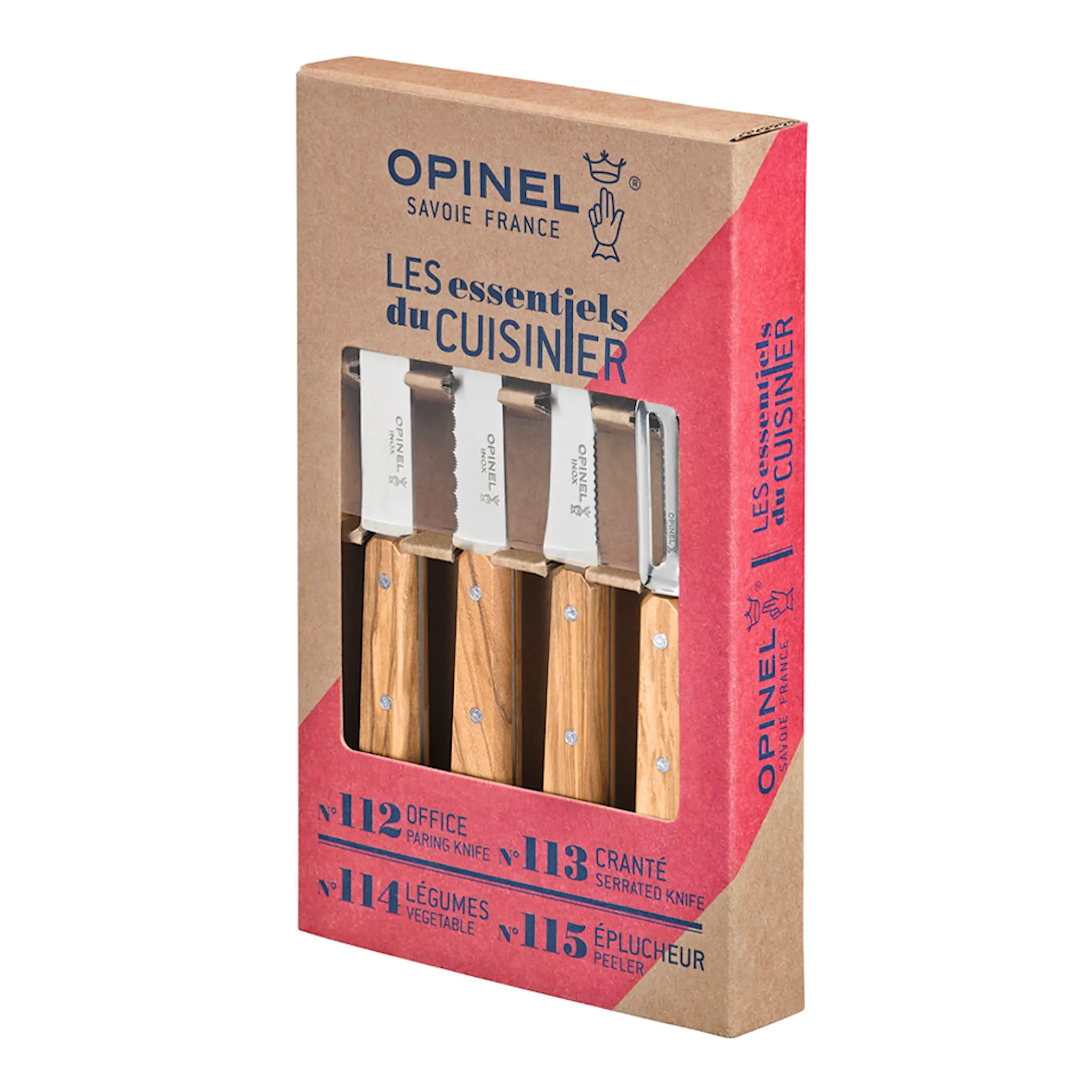 Opinel Essentials knivsett 4 stk oliventre