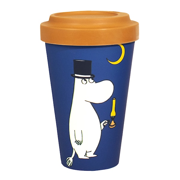 Mumin take away mugg 45 cl Mummipappa på en kvällspromenad marinblå