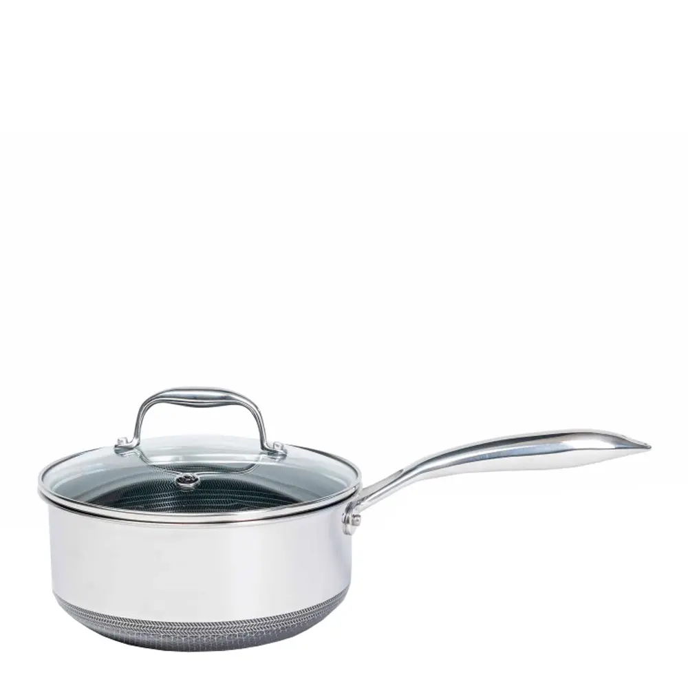 Hybrid kasserolle med lokk 1,9L sølv/svart