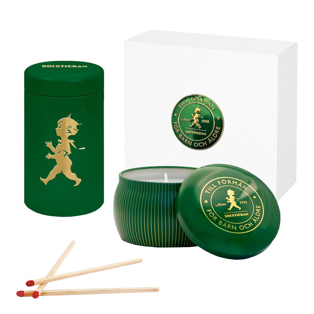 Produktfoto för Solstickan - Presentförpackning Doftljus+Tändsticksrör Barrskog