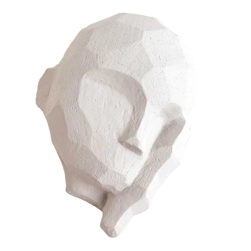 Dreamer skulptur hode i kalkstein 16x22 cm hvit