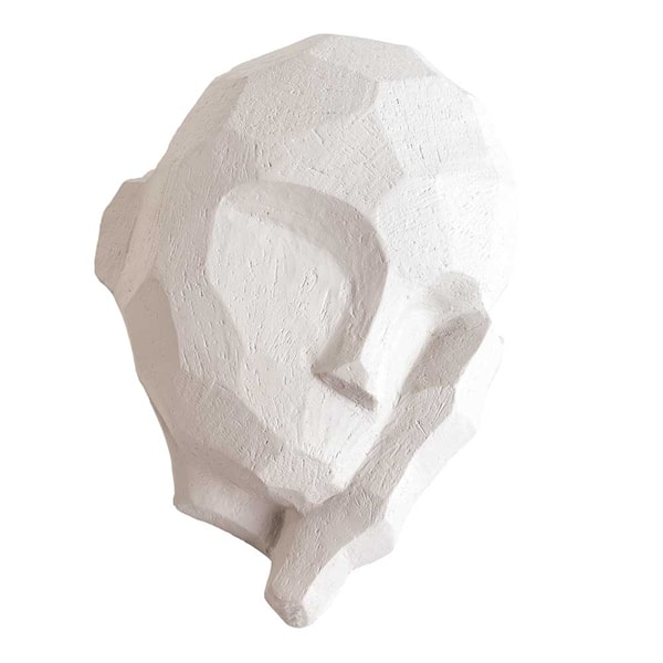 Dreamer Skulptur Huvud i kalksten 16x22 cm Vit