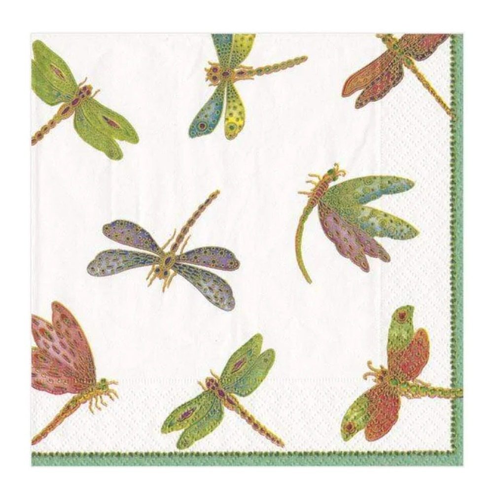 Caspari - Dragonflies servett 33x33 cm 20-pack multi