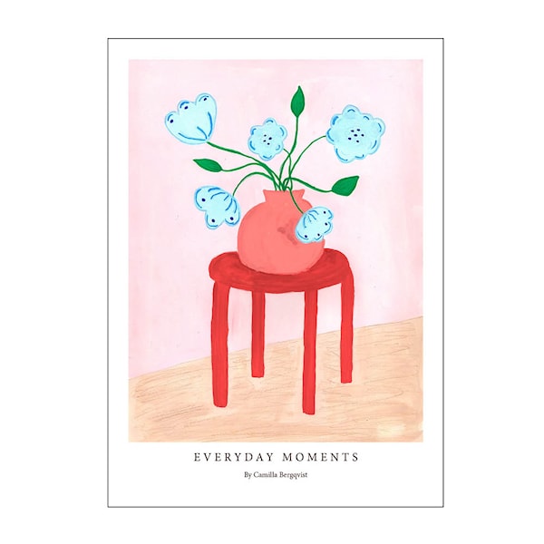 Camilla Bergqvist poster 50x70 cm red stool