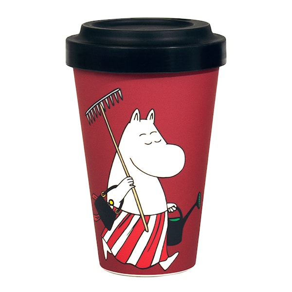 Mumin take away mugg 45 cl Mummimamma i trädgården röd