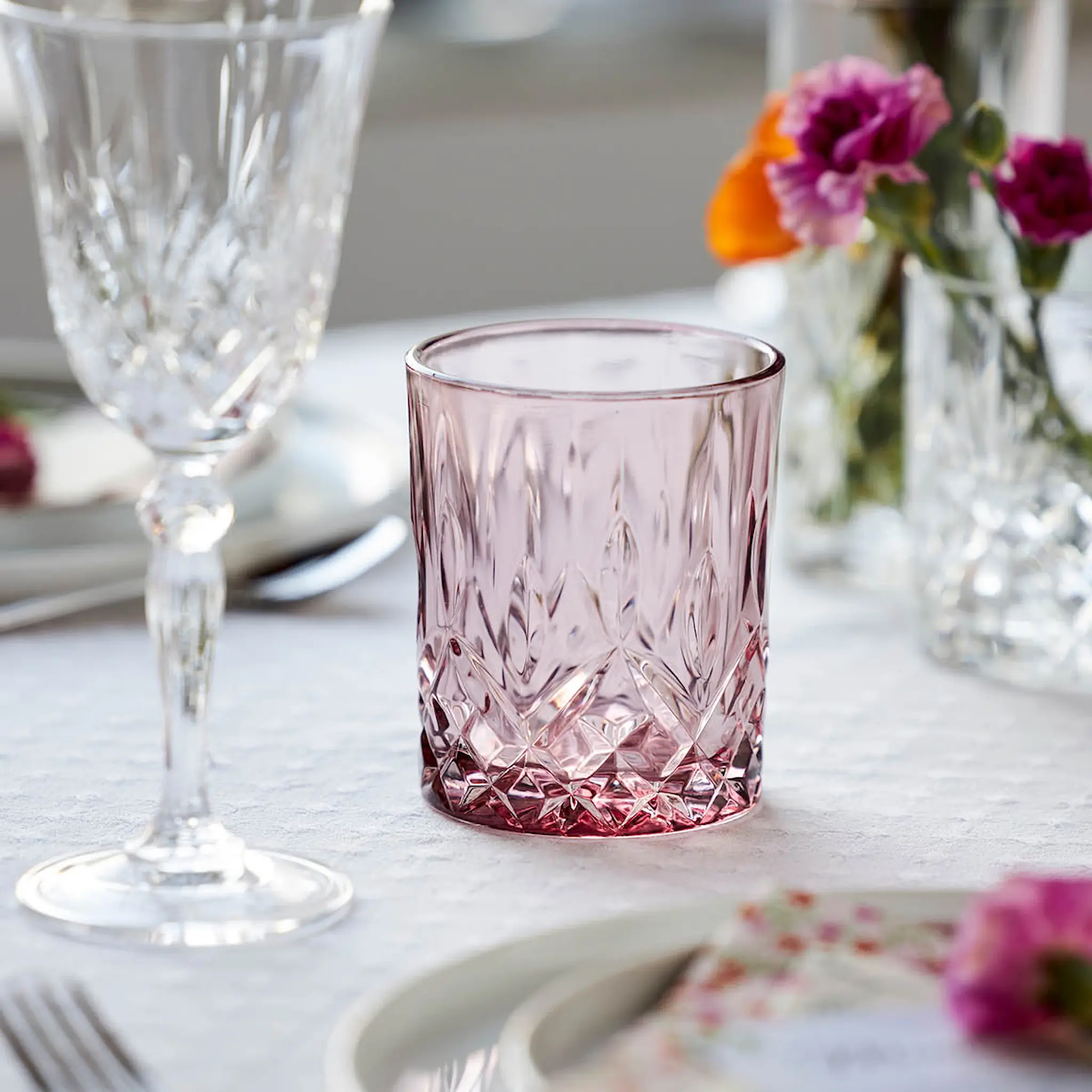 Lyngby Glas Sorrento Whiskyglass 32 cl 4 stk rosa