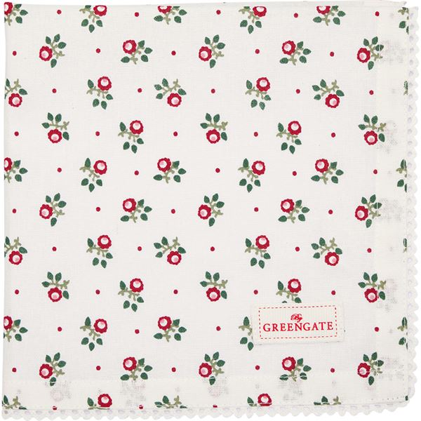 GreenGate - Abi Petit Tygservett M/Spets 40x40 cm White