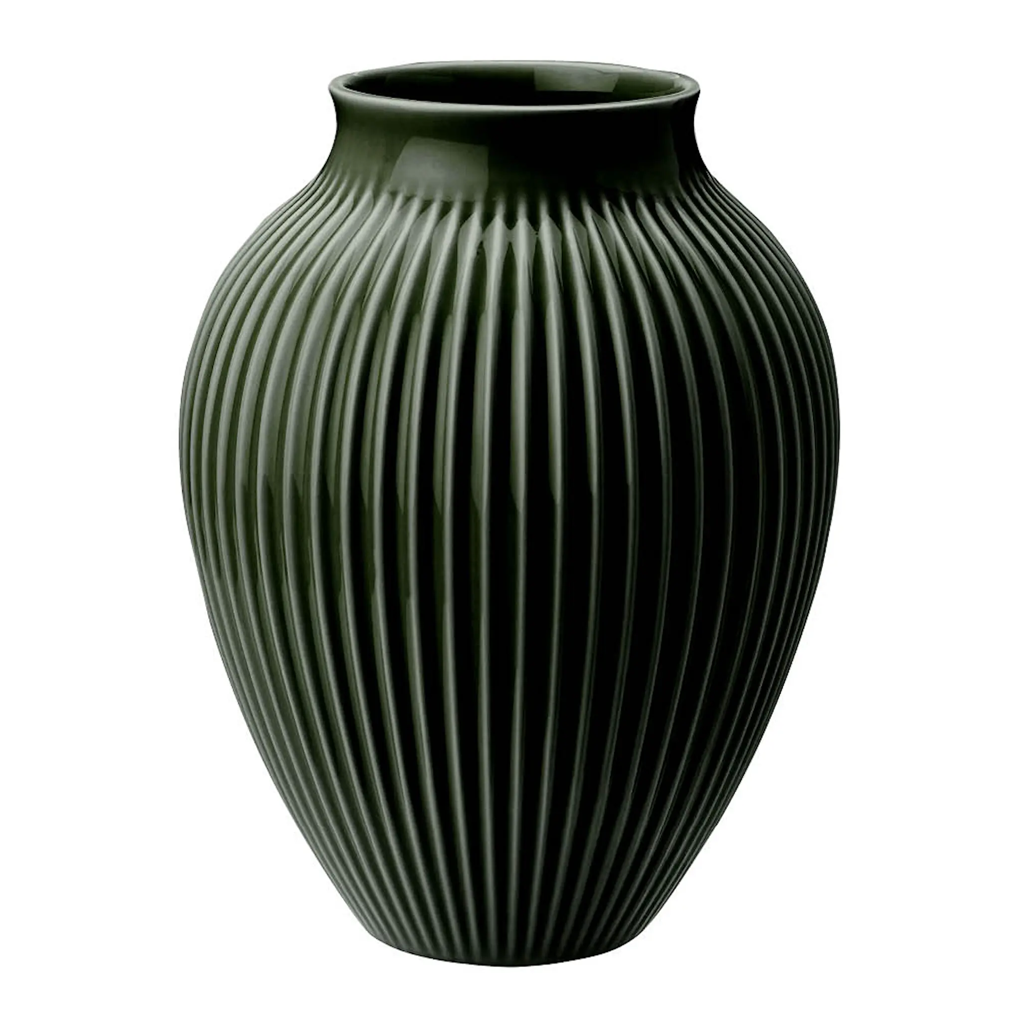 Knabstrup Keramik Ripple Maljakko 20 cm Tummanvihreä