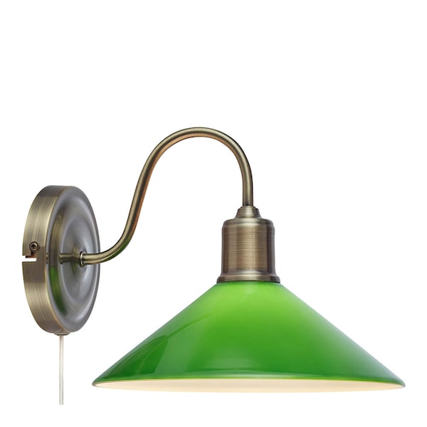 Vela vägglampa 21 cm antik mässing/grön