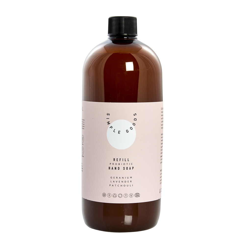 Läs mer om Simple Goods - Geranium Påfyllning Handtvål 1000 ml Ljusrosa