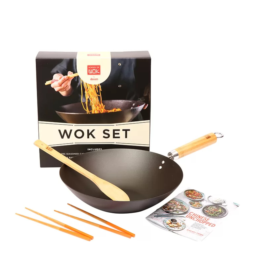 Dexam - School of Wok Pre-seasoned wokset svart