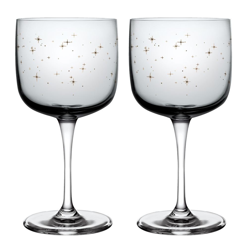 Läs mer om Villeroy & Boch - Winter Glow rödvinsglas med stjärndekor 2-pack 27 cl klar