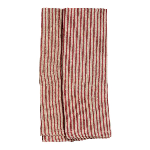 Stripe Servett Lin 50x50 cm 2-pack Röd