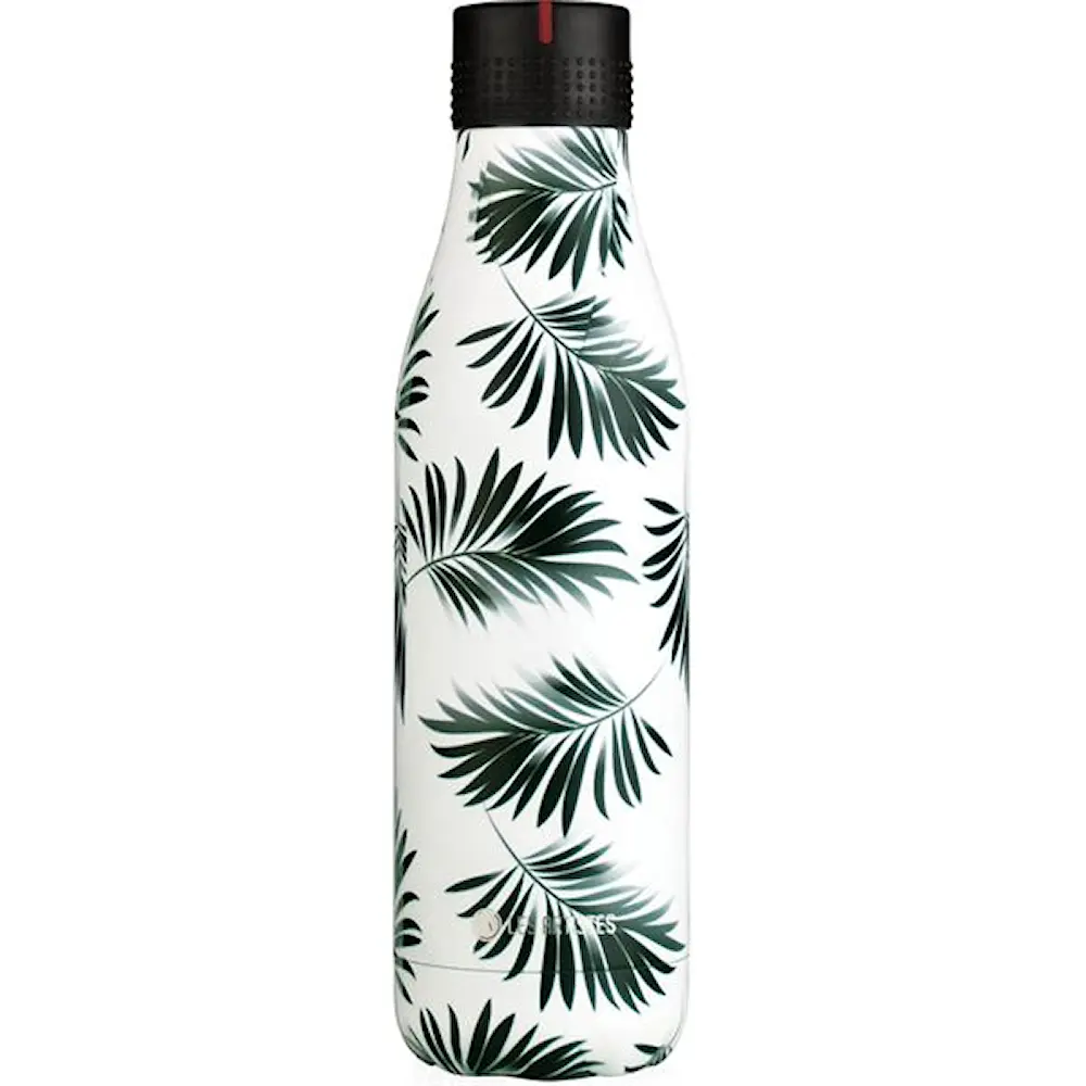 Bottle Up Design termoflaske 0,5L hvit/mørk grønn med blad