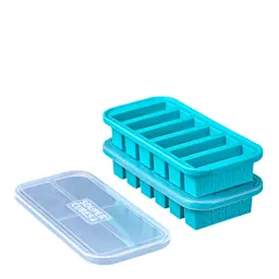 Souper Cubes Matoppbevaring med lokk silikon Half-cup 6x125 ml 2 stk blå