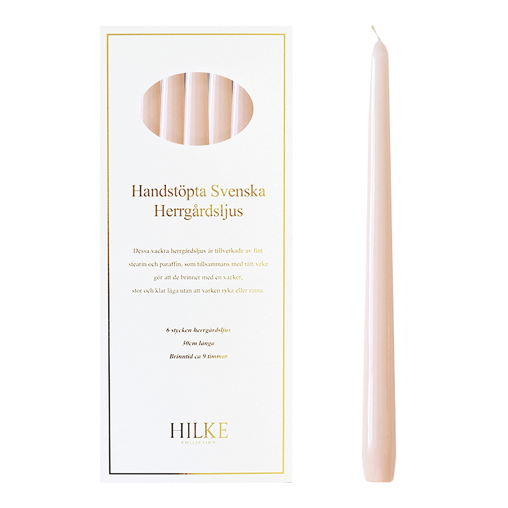 Hilke - Herrgårdsljus 30 cm 6-pack Rosa