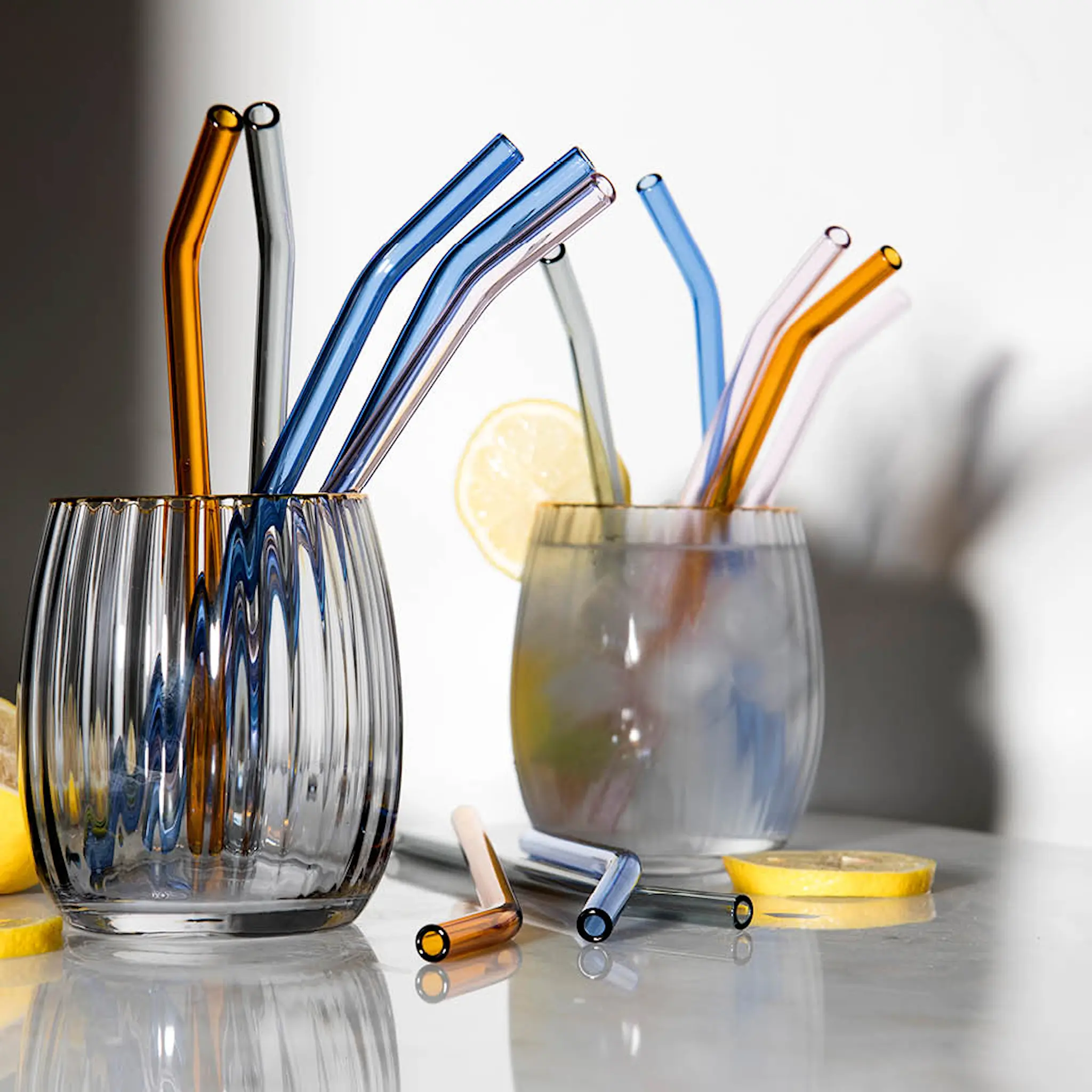 Modern House Glasspipe Sugrör Glas 0,8 cm Blå