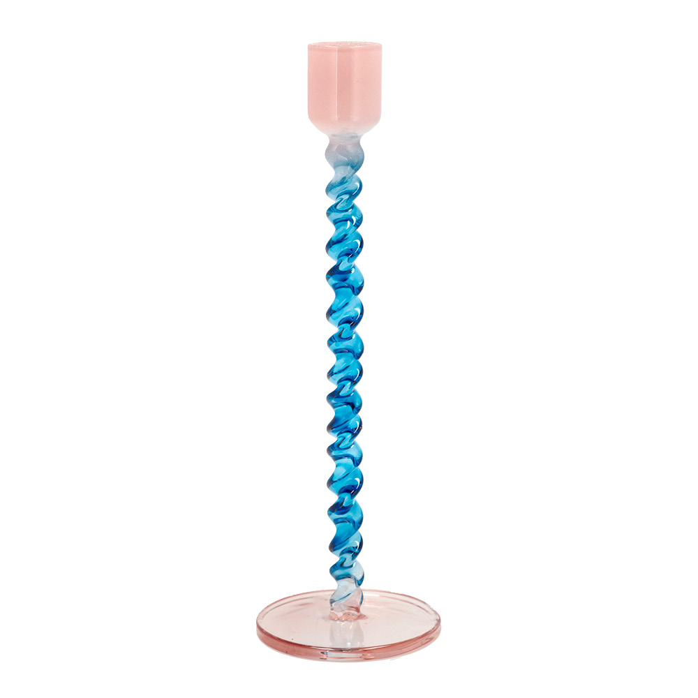 Läs mer om Villa Collection - Styles Ljusstake Glas 20,3 cm Blå/Rosa