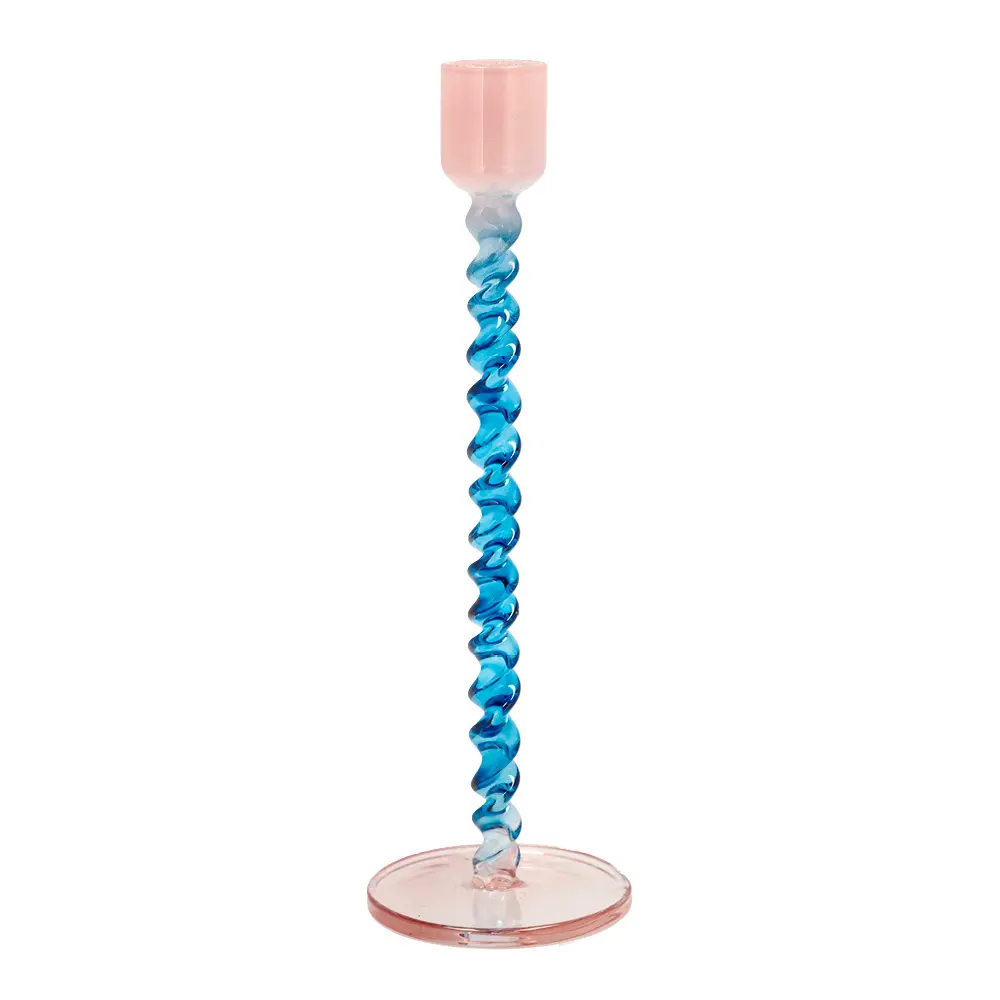 Styles lysestake glass 7,4x20,3 cm blå/rosa