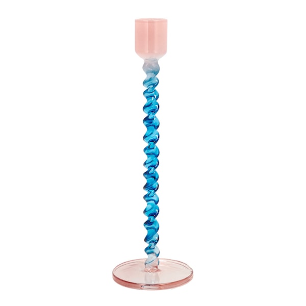 Styles Ljusstake Glas 20,3 cm Blå/Rosa