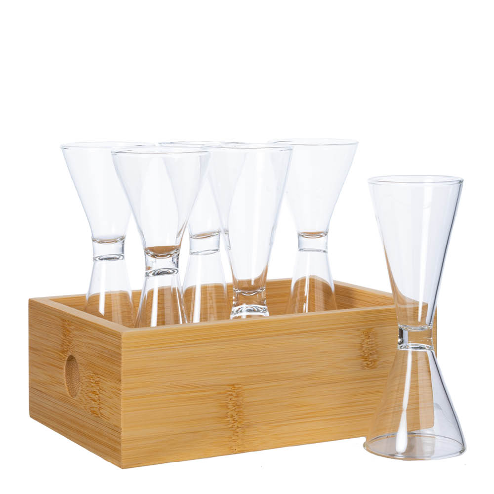 Sagaform – Nature Snaspset i Box 6 glas 2-4 cl Klar/Bambu