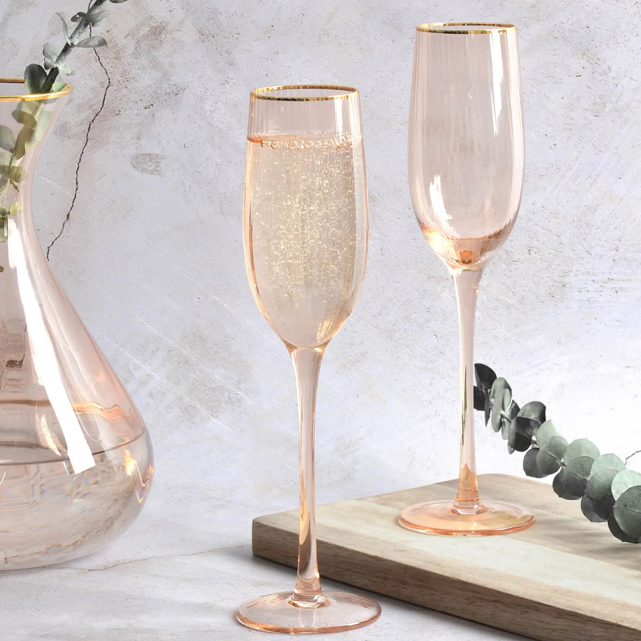 Modern House Champagneglas med Guldkant 22 cl 4-pack Soft Pink