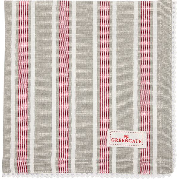 GreenGate - Ivah Tygservett 40x40 cm M/Spets Beige/Randig