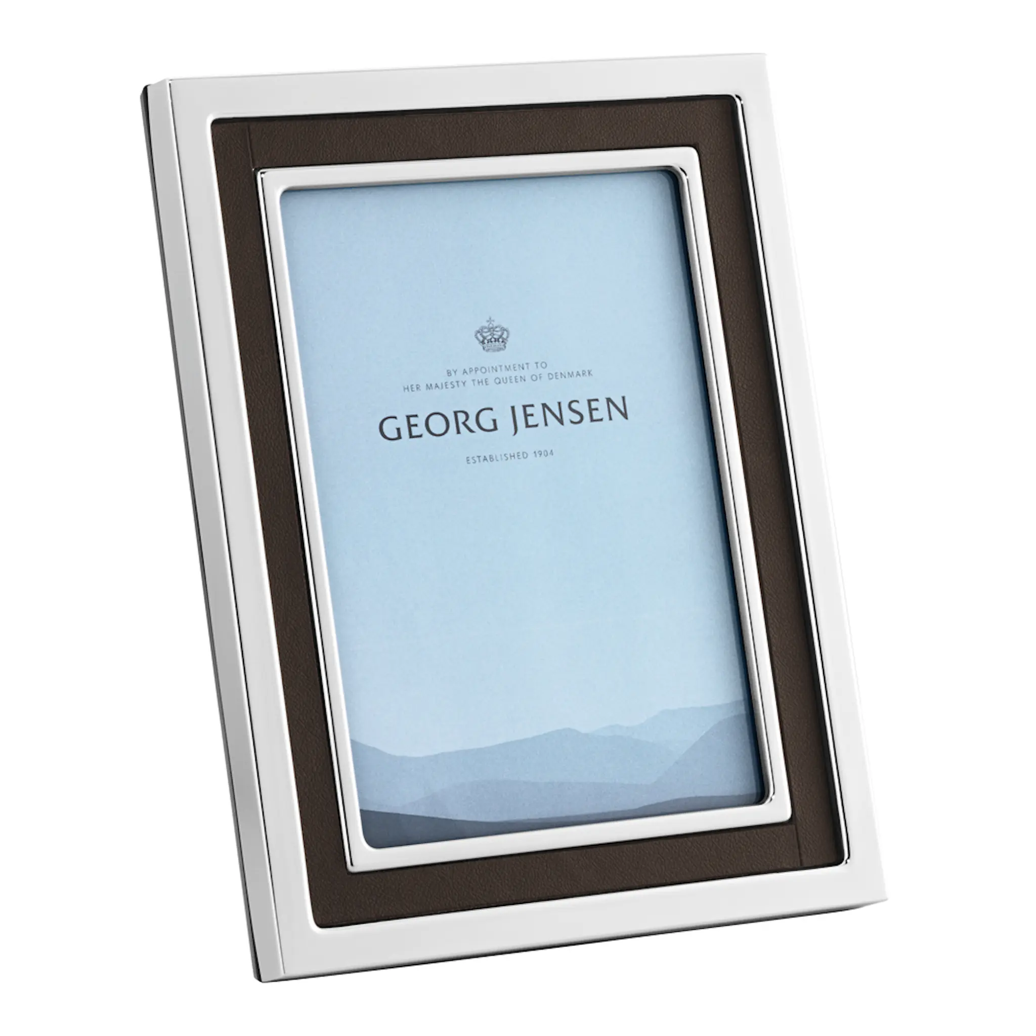 Georg Jensen Manhattan fotoramme medium 23x18 cm rustfritt stål/skinn