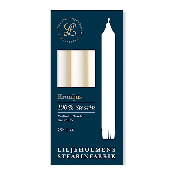 Kronljus 20,7 cm 4-pack creme