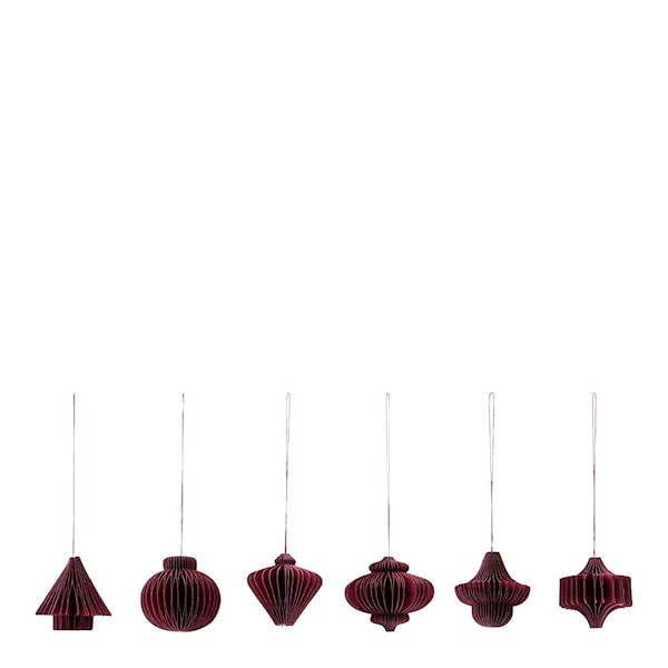 Comb julgranspynt papper 6-pack bordeaux