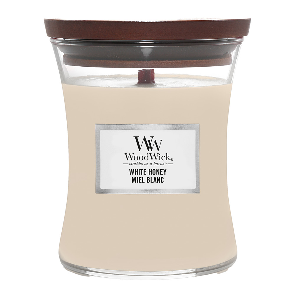 Läs mer om WoodWick - Hourglass doftljus medium white honey