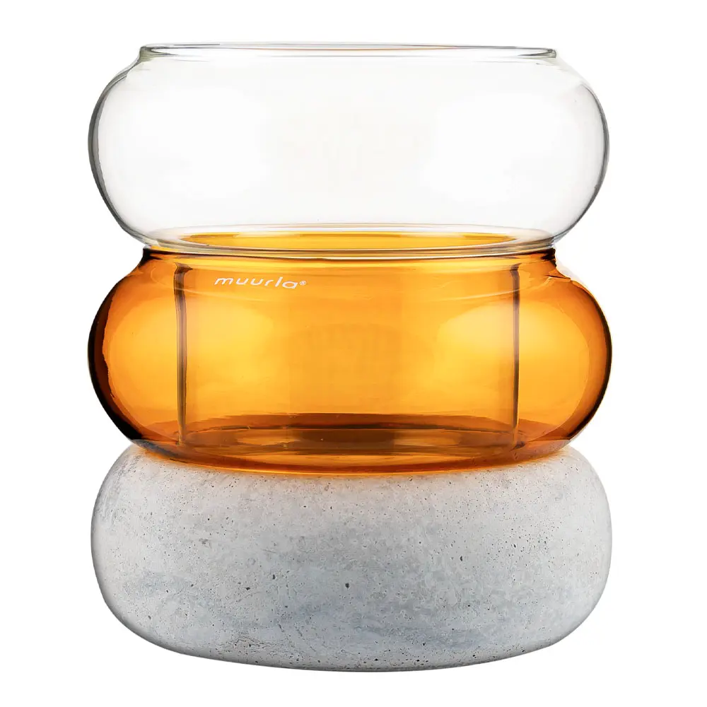 Bagel lykt/vase 11x12 cm amber