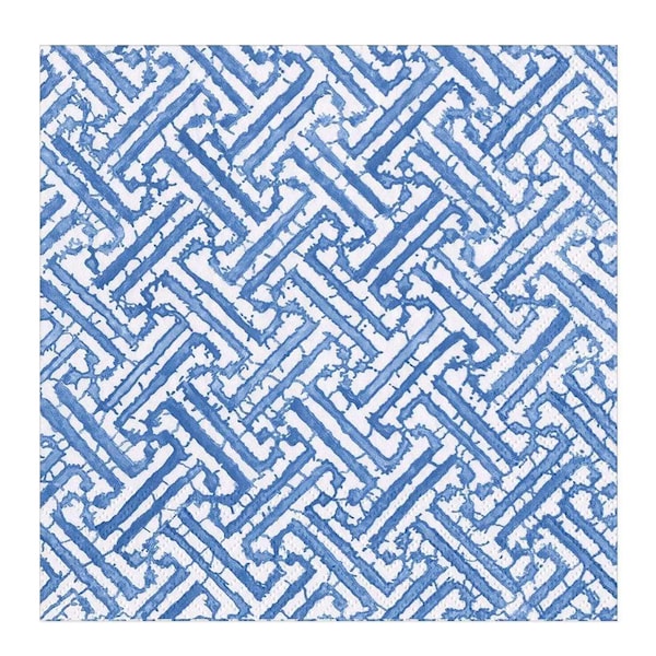 Fretwork servett 40x40 cm 20-pack blå/vit