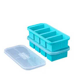 Souper Cubes Matoppbevaring og lokk silikon 1-cup 4x250ml 2 stk blå