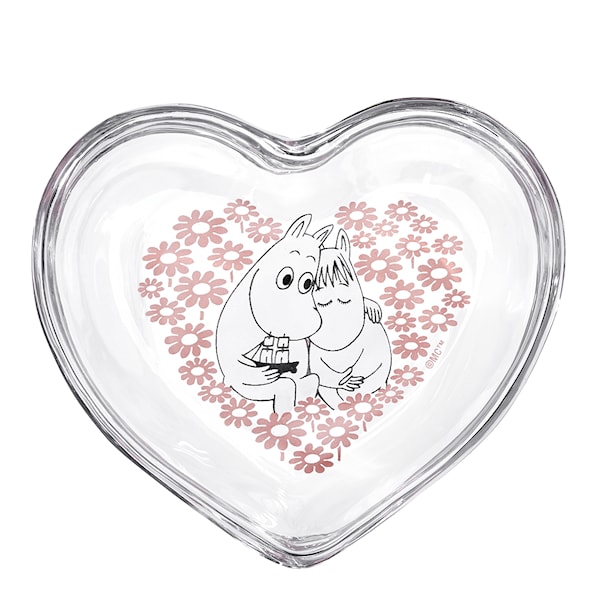 Mumin glasburk med lock 11,5 cm tillsammans rosa