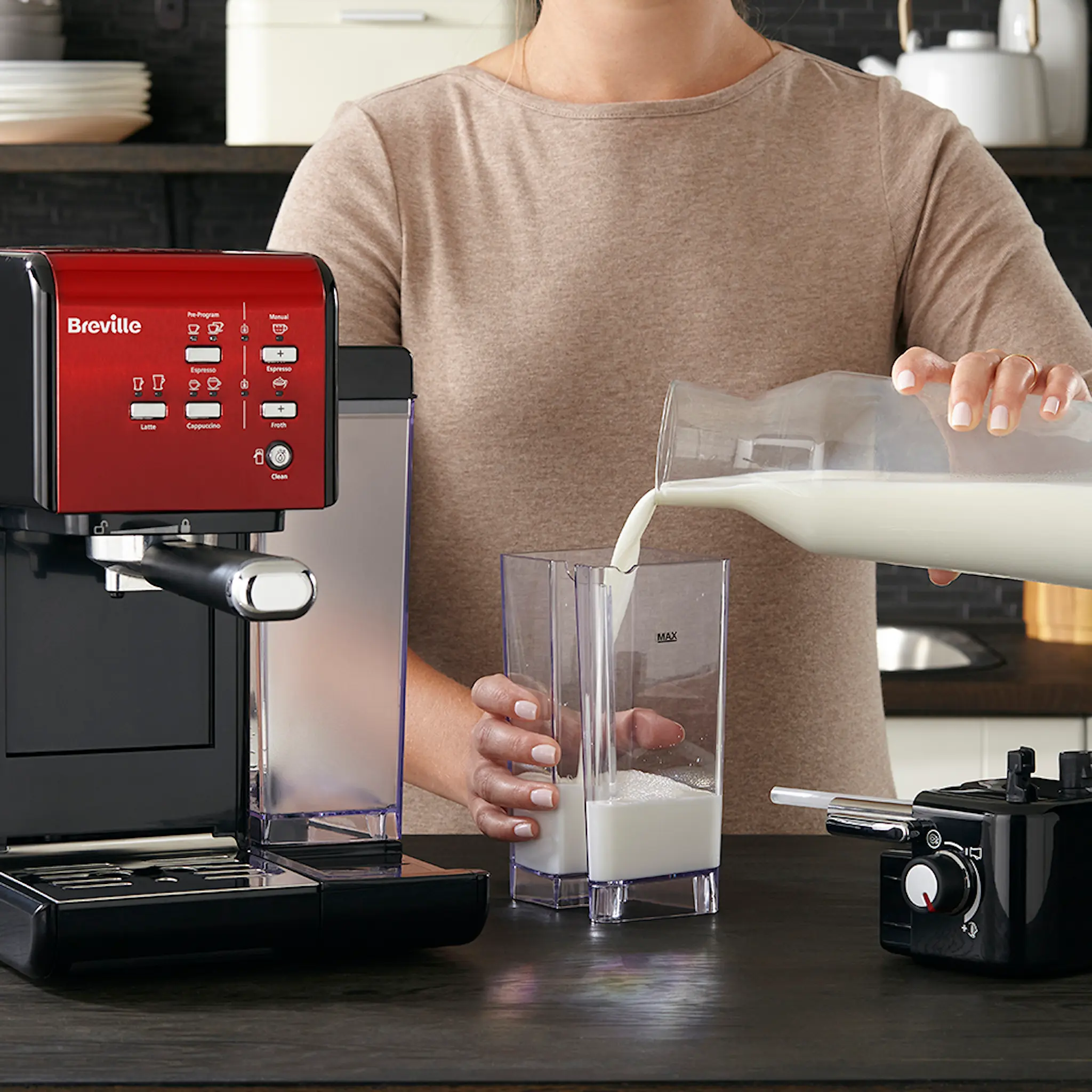 Breville Prima latte II kaffemaskin rød