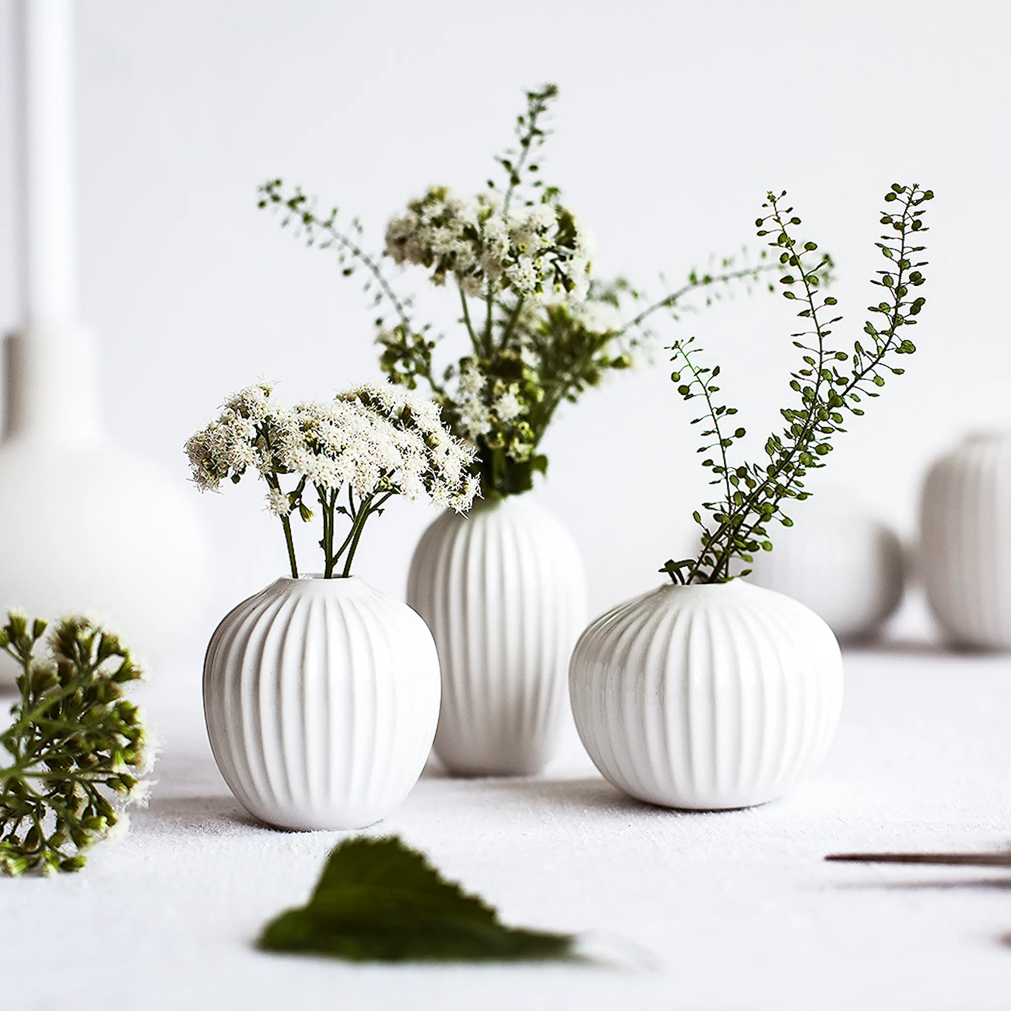 Kähler Hammershøi vase miniatyr 3 stk hvit