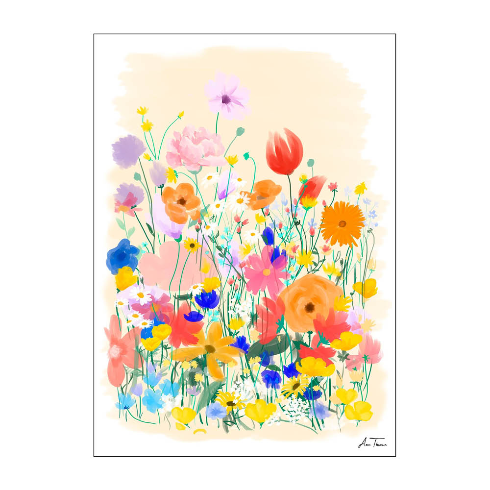 Läs mer om Poster & Frame - Anna Thomsen poster 30x40 cm field of flowers no1