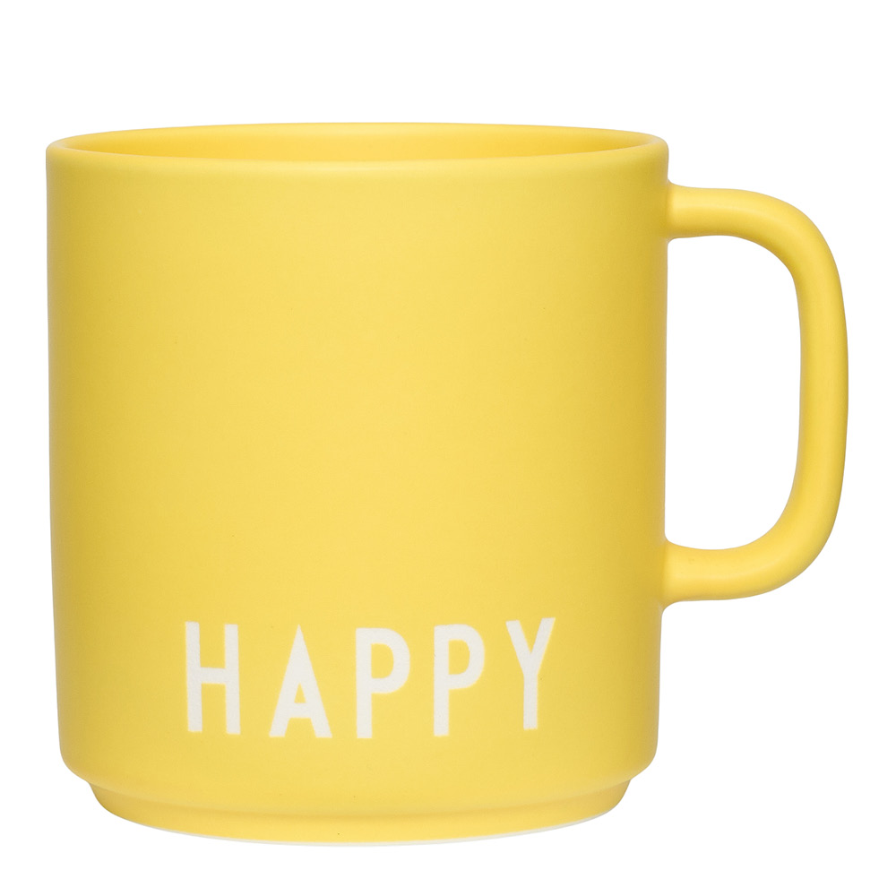 Design Letters – Favourite Mugg med öra Happy 25 cl Gul