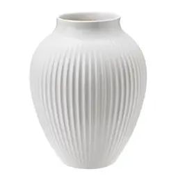 Knabstrup Keramik Vase riller 12,5 cm hvit