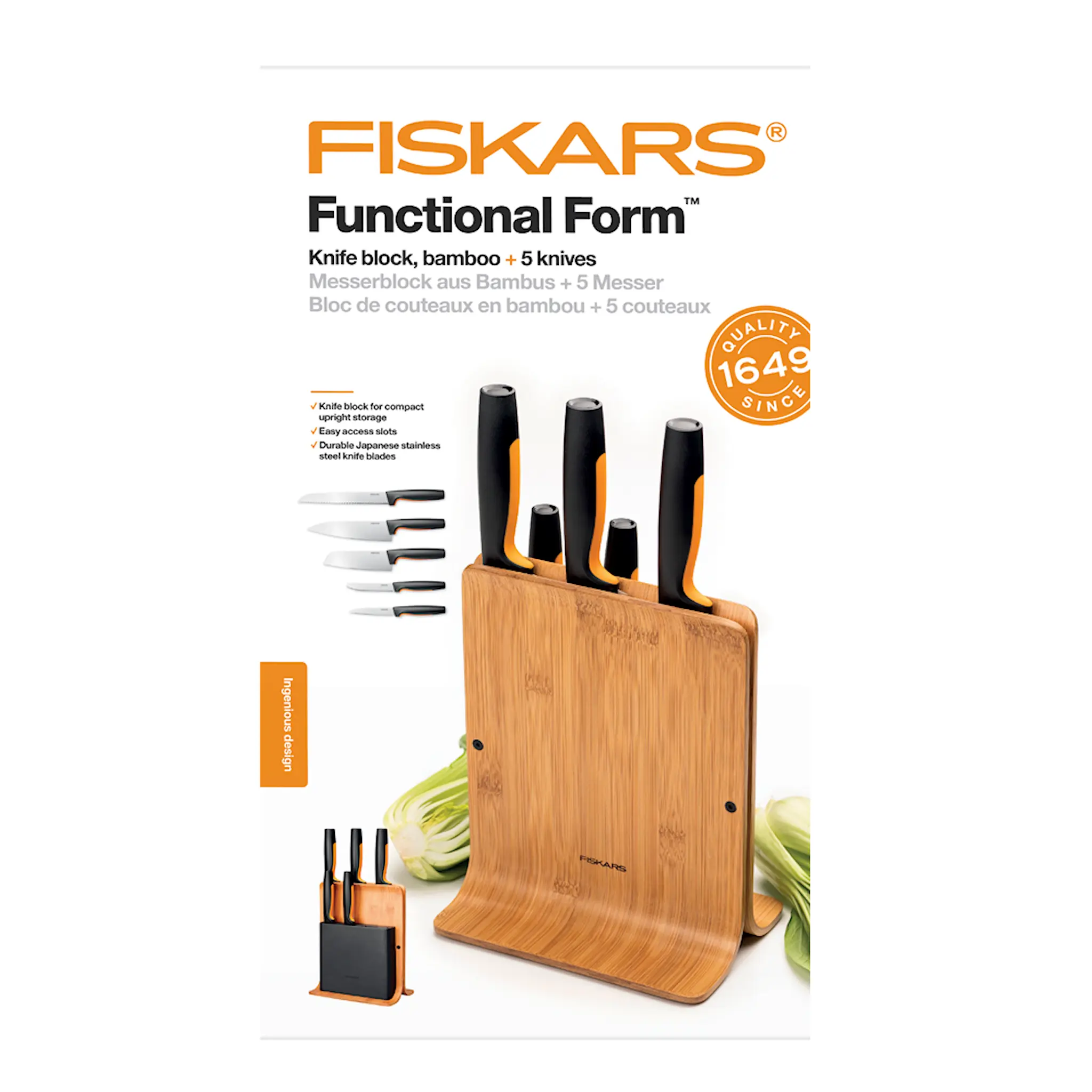 Fiskars Functional Form Veitsiteline 5 veitsellä Bambu