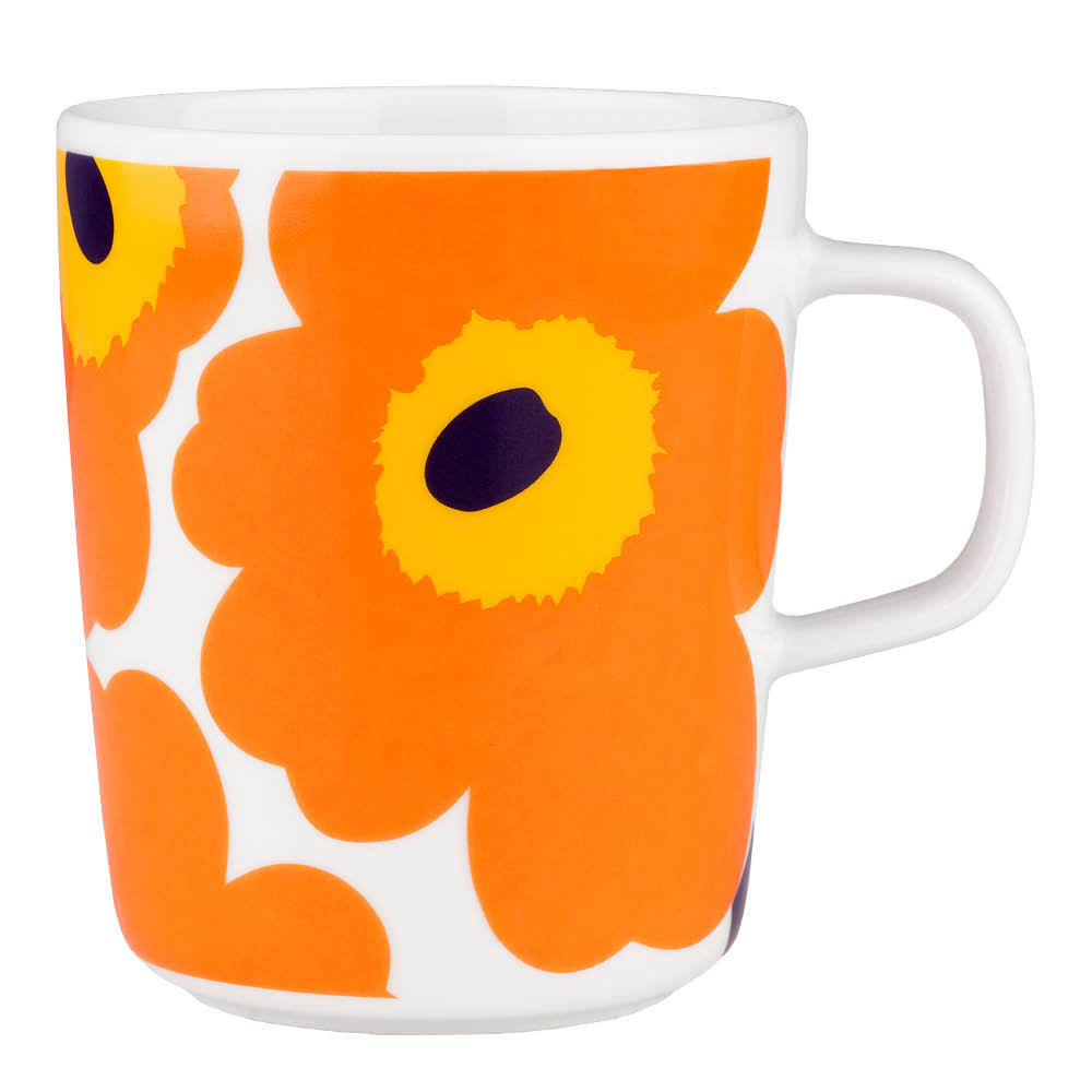 Marimekko – Oiva Unikko 60-årsjubileumsmugg 25 cl vit/orange/gul